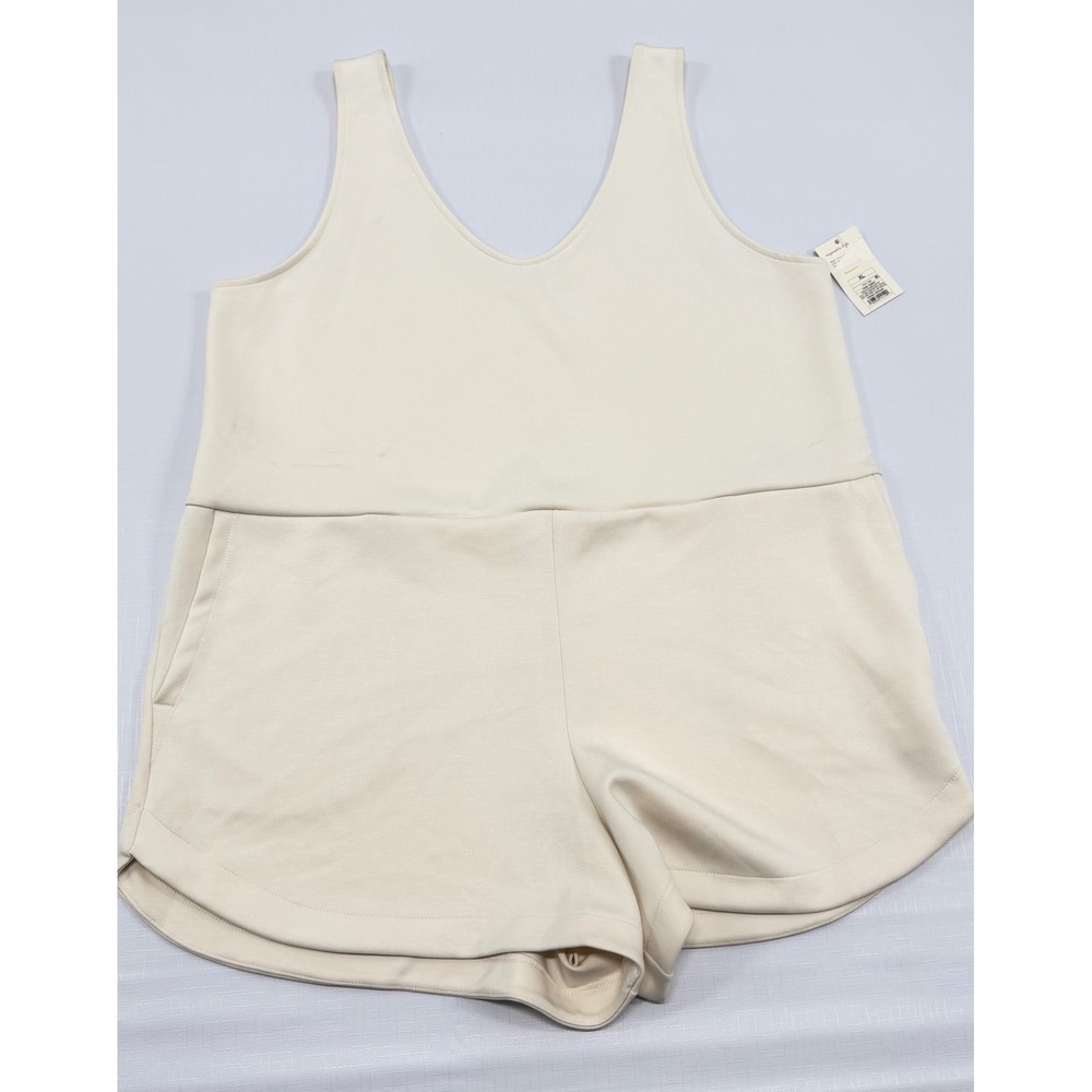 All in Motion Womens Active Romper XL Cream Sleeveless V-Neck Pockets 018011580 - Picture 1 of 9